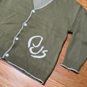 Manfinity | Men's Olive Knit Cardigan Contrast Trim Streetwear Style Size XL